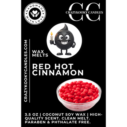 RED HOT CINNAMON - Wax Melts, Scented Coconut Soy, 3.5oz - CrazyKooky Candles LLC