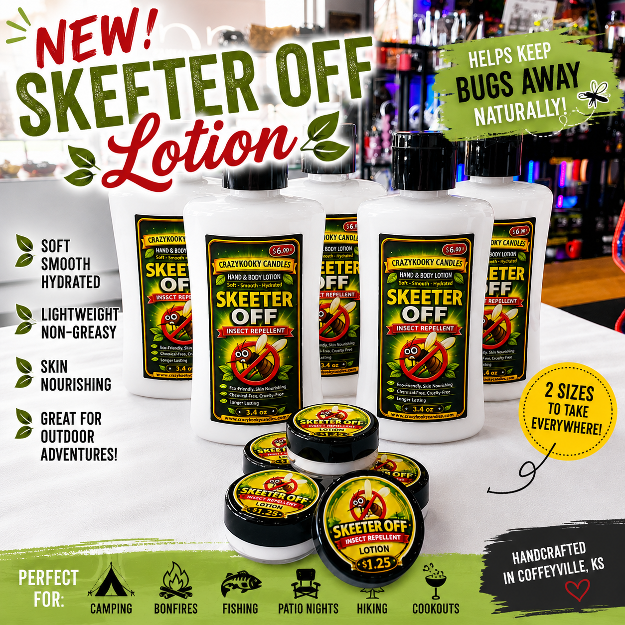SKEETER OFF Hand & Body Lotion – All Natural Insect Repellent - CrazyKooky Candles LLC