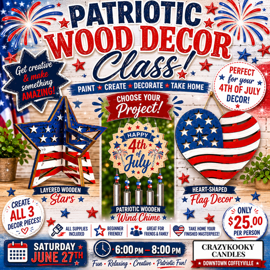 PATRIOTIC WOOD DECOR CLASS ❤️🤍💙