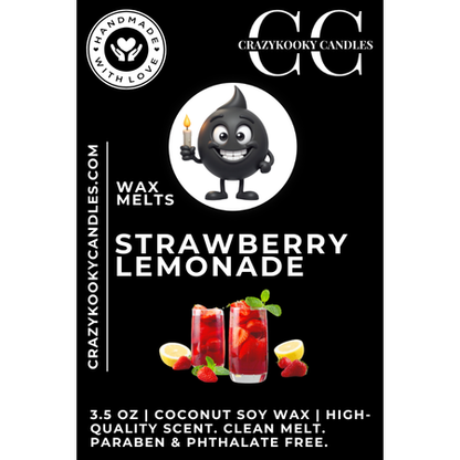 STRAWBERRY LEMONADE - Wax Melts, Scented Coconut Soy, 3.5oz - CrazyKooky Candles LLC