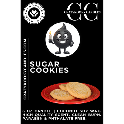 SUGAR COOKIES - Funny Candle, Scented Coconut Soy Candle, 6oz - CrazyKooky Candles LLC