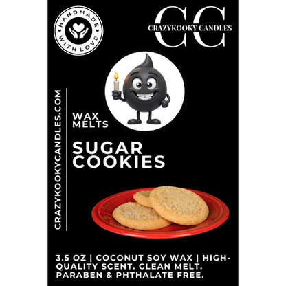 SUGAR COOKIES - Wax Melts, Scented Coconut Soy, 3.5oz - CrazyKooky Candles LLC