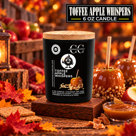 TOFFEE APPLE WHISPERS - Funny Candle, Scented Coconut Soy Candle, 6oz