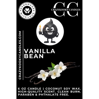 VANILLA BEAN - Funny Candle, Scented Coconut Soy Candle, 6oz - CrazyKooky Candles LLC