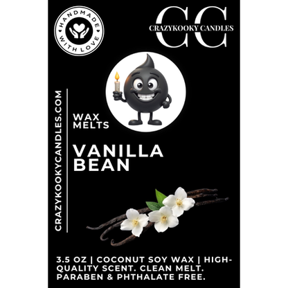 VANILLA BEAN - Wax Melts, Scented Coconut Soy, 3.5oz - CrazyKooky Candles LLC