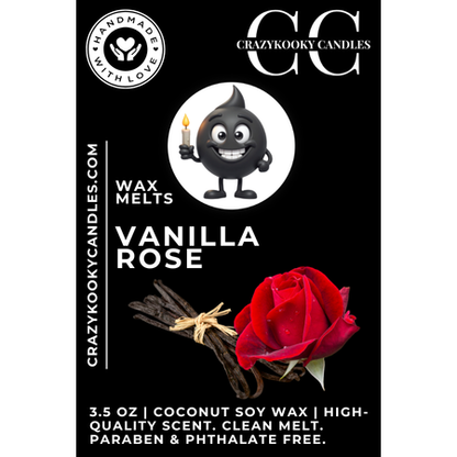 VANILLA ROSE - Wax Melts, Scented Coconut Soy, 3.5oz - CrazyKooky Candles LLC