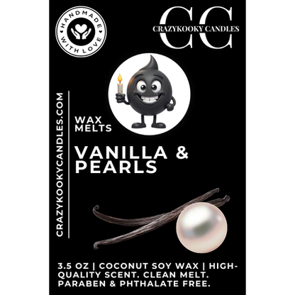 VANILLA & PEARLS - Wax Melts, Scented Coconut Soy, 3.5oz - CrazyKooky Candles LLC