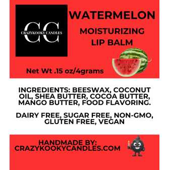 WATERMELON, Lip Balm, 0.15oz - CrazyKooky Candles LLC