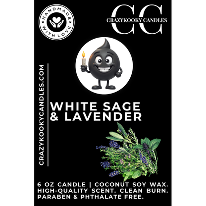 WHITE SAGE & LAVENDER - Funny Candle, Scented Coconut Soy Candle, 6oz - CrazyKooky Candles LLC