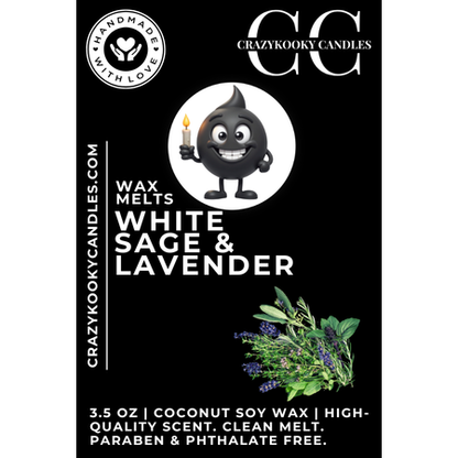 WHITE SAGE & LAVENDER - Wax Melts, Scented Coconut Soy, 3.5oz - CrazyKooky Candles LLC