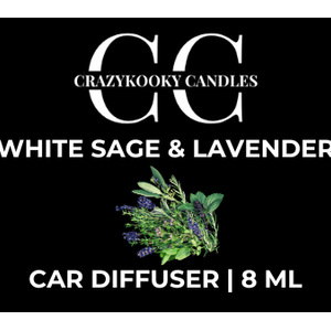 WHITE SAGE & LAVENDER - Car Diffuser, 8ml - CrazyKooky Candles LLC