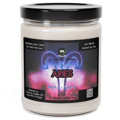 ZODIAC ARIES - Funny Candle, Scented Coconut Soy Candle, 9oz - CrazyKooky Candles LLC