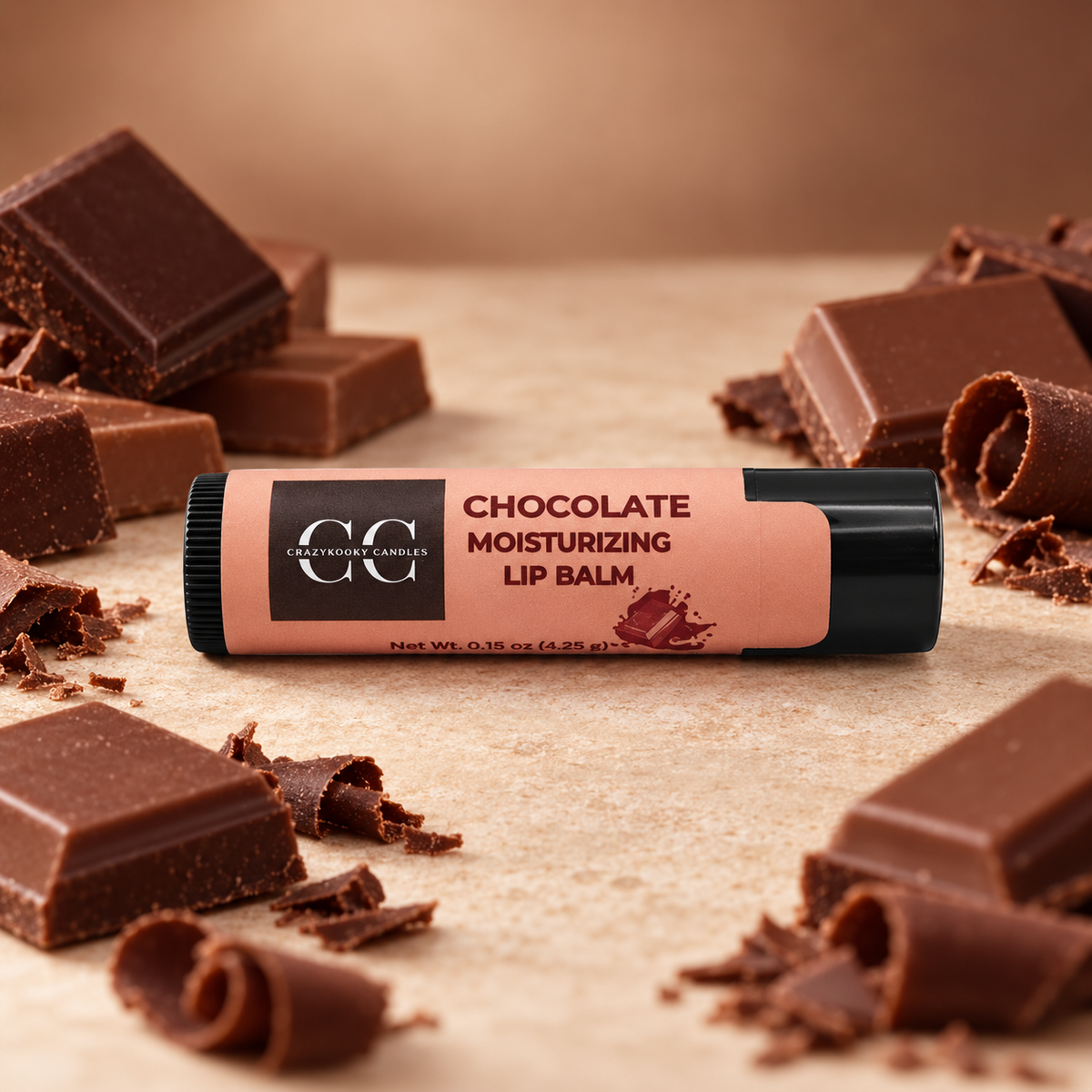 CHOCOLATE, Lip Balm, 0.15oz - CrazyKooky Candles LLC