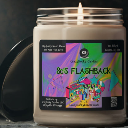 80'S FLASHBACK - Funny Candle, Scented Coconut Soy Candle, 9oz - CrazyKooky Candles LLC