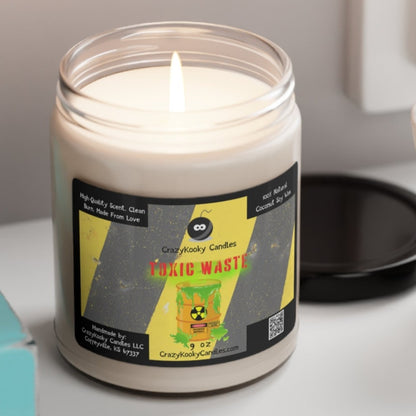 TOXIC WASTE - Funny Candle, Scented Coconut Soy Candle, 9oz - CrazyKooky Candles LLC