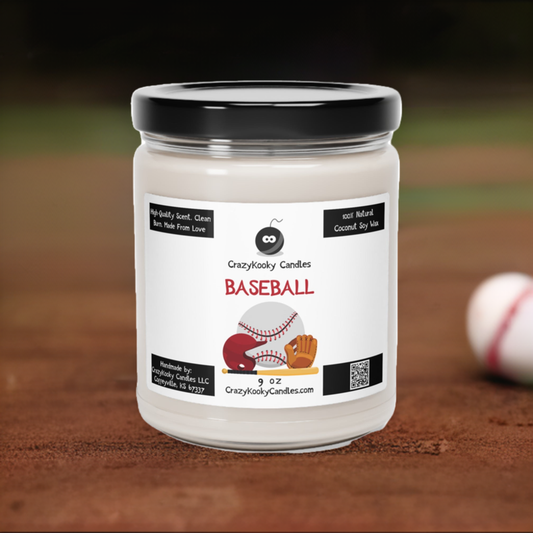 BASEBALL - Funny Candle, Scented Coconut Soy Candle, 9oz - CrazyKooky Candles LLC