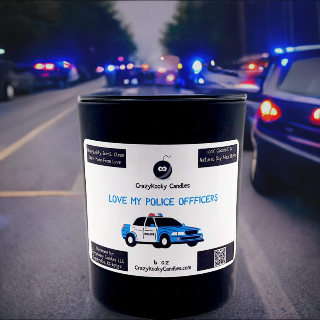 LOVE MY POLICE OFFICERS - CrazyKooky Candles LLC