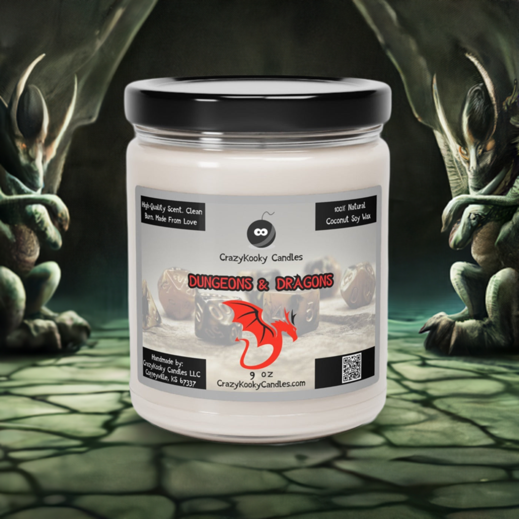 DUNGEONS & DRAGONS - Funny Candle, Scented Coconut Soy Candle, 9oz - CrazyKooky Candles LLC