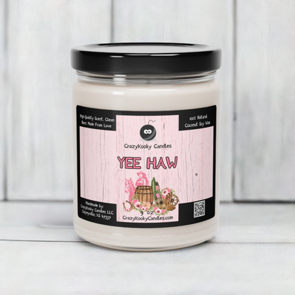 YEE HAW - Funny Candle, Scented Coconut Soy Candle, 9oz - CrazyKooky Candles LLC