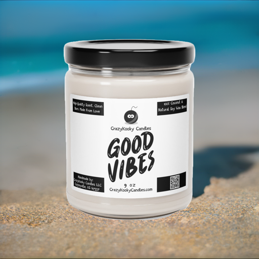 GOOD VIBES - Funny Candle, Scented Soy Candle, 9oz - CrazyKooky Candles LLC