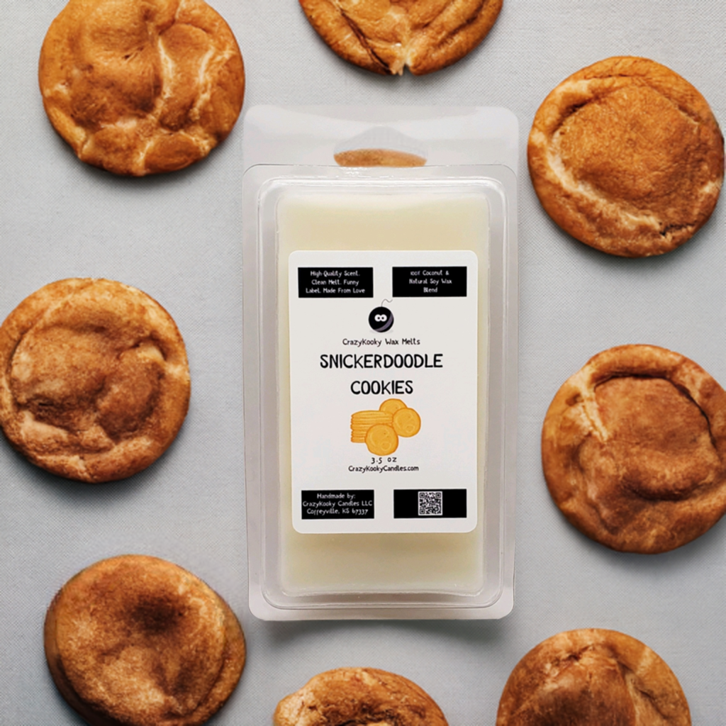 SNICKERDOODLE COOKIES - Wax Melts, Scented Coconut Soy, 3.5oz - CrazyKooky Candles LLC