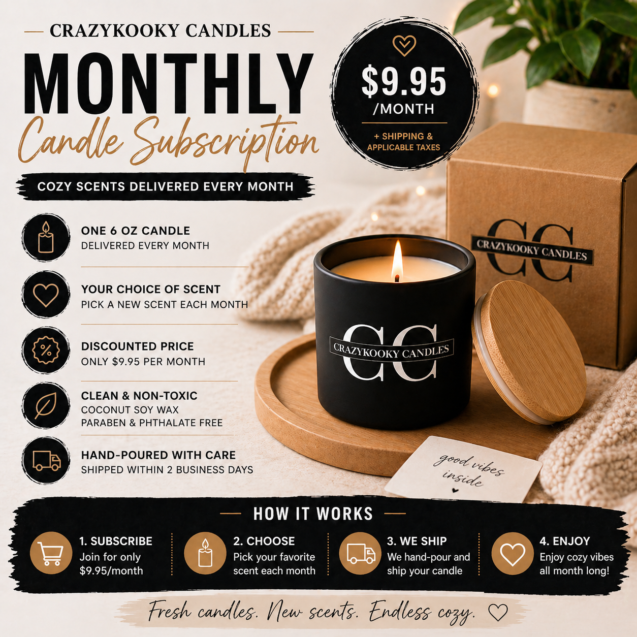 CRAZYKOOKY CANDLE CLUB MONTHLY SUBSCRIPTION - CrazyKooky Candles LLC