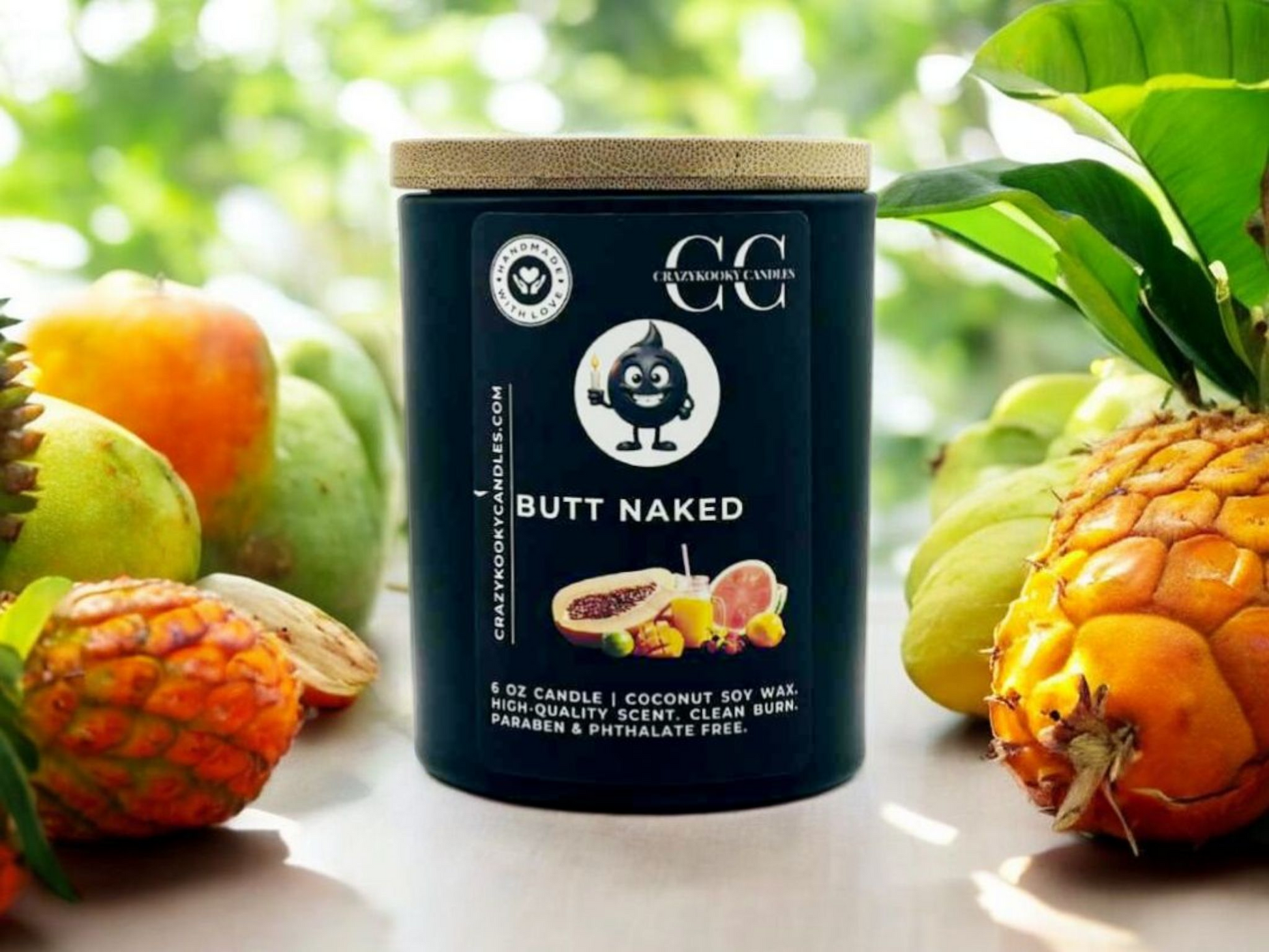 BUTT NAKED - Funny Candle, Scented Coconut Soy Candle, 6oz - CrazyKooky Candles LLC