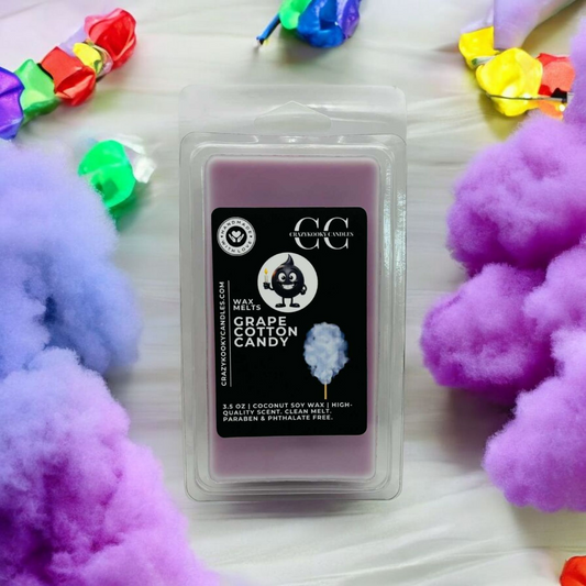 GRAPE COTTON CANDY - Wax Melts, Scented Coconut Soy, 3.5oz - CrazyKooky Candles LLC