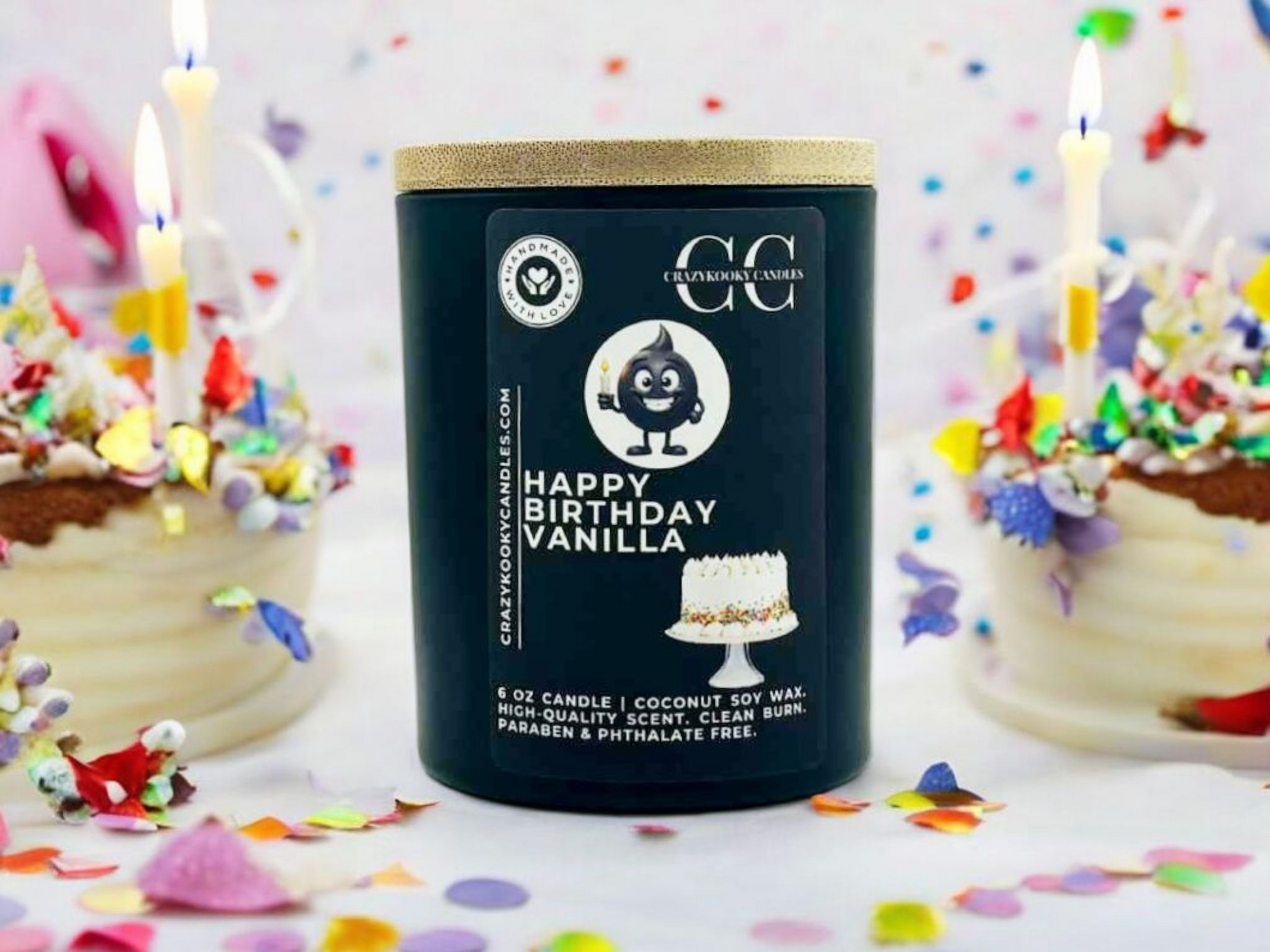 HAPPY BIRTHDAY VANILLA - Funny Candle, Scented Coconut Soy Candle, 6oz - CrazyKooky Candles LLC