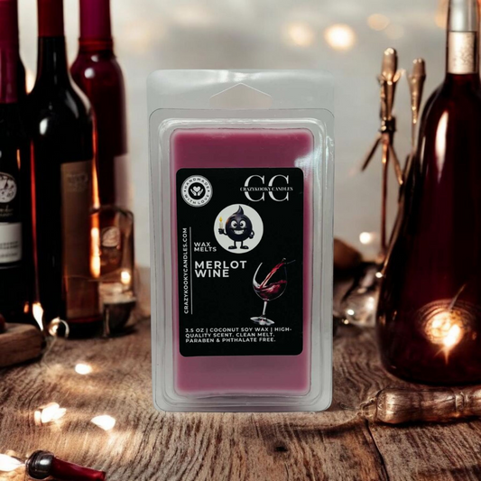 MERLOT WINE - Wax Melts, Scented Coconut Soy, 3.5oz - CrazyKooky Candles LLC