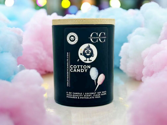 COTTON CANDY - Funny Candle, Scented Coconut Soy Candle, 6oz - CrazyKooky Candles LLC