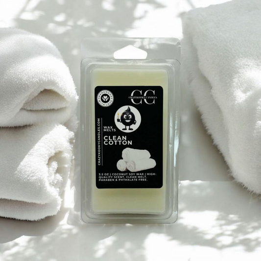 CLEAN COTTON - Wax Melts, Scented Coconut Soy, 3.5oz - CrazyKooky Candles LLC