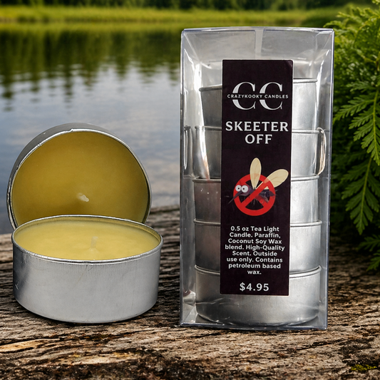 SKEETER OFF - Citronella Berry Scented Tea-Light Candles, 0.5oz - CrazyKooky Candles LLC